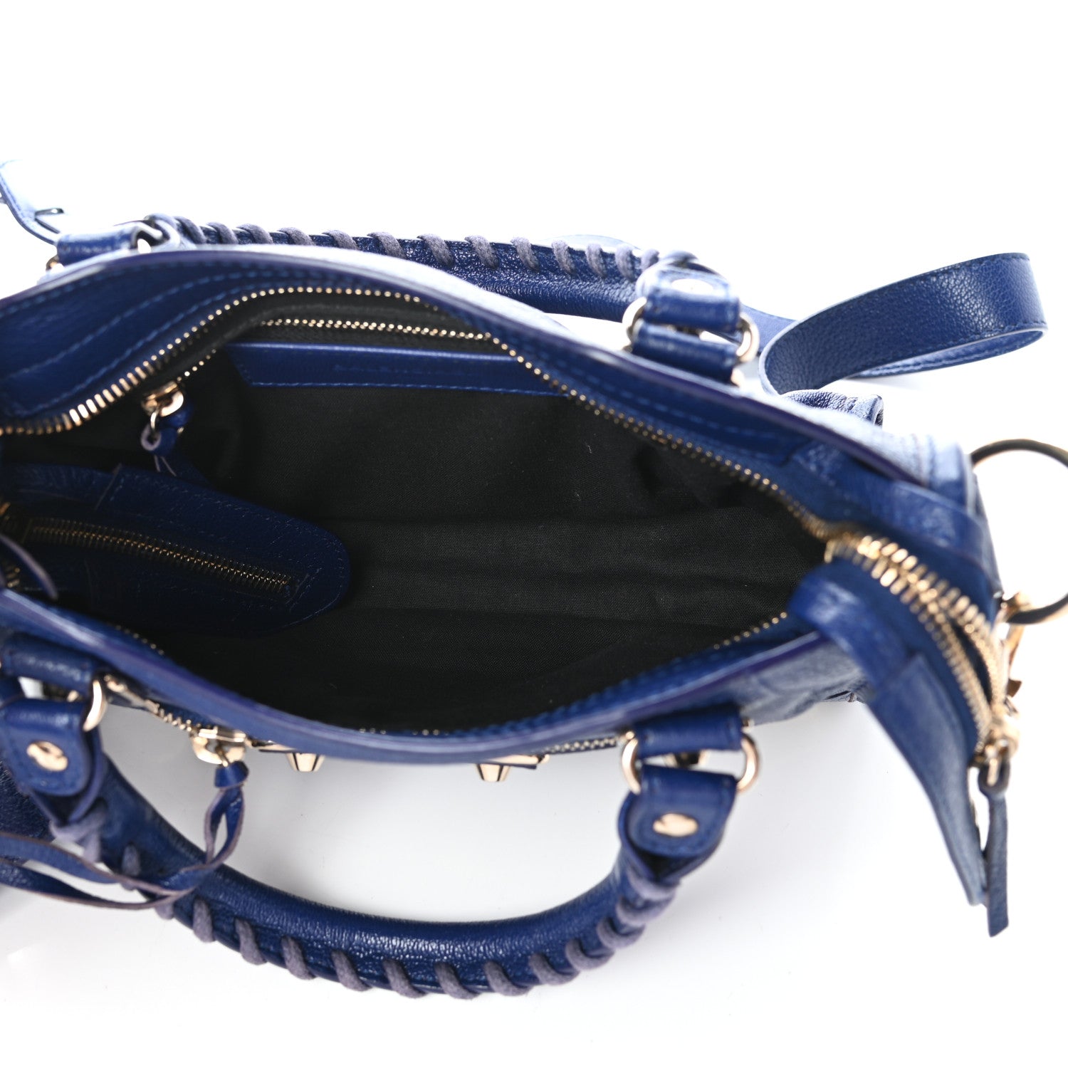 Balenciaga Chevre Gold Metallic Edge Hardware Mini City Bleu Roi 5 of 8