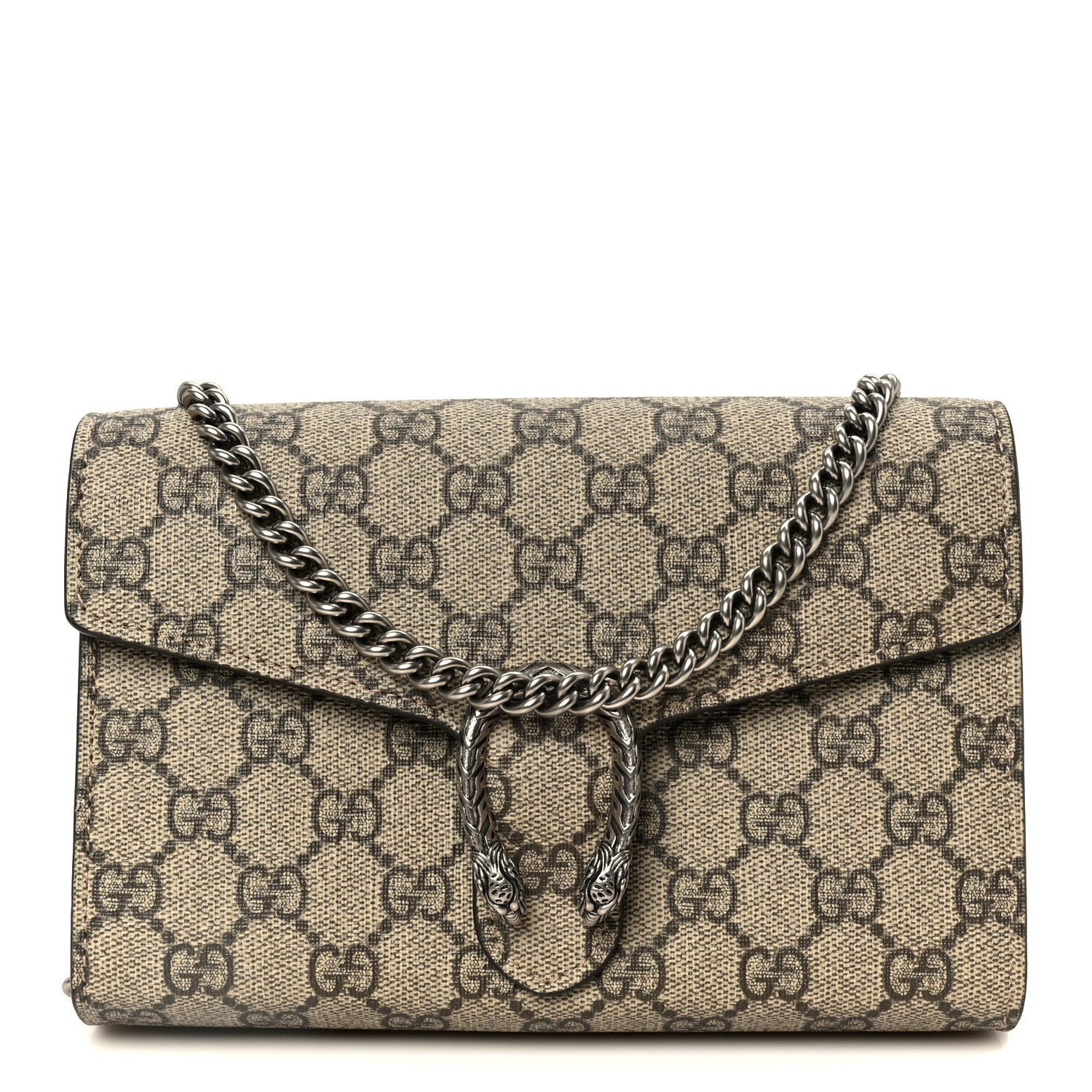 Gucci GG Supreme Monogram Mini Dionysus Chain Wallet Beige Taupe 1 of 10