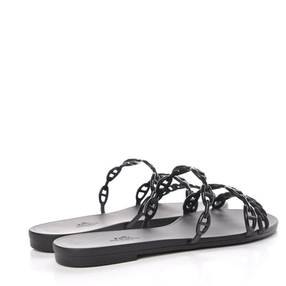 Hermes Rubber Chaine d'Ancre Rivage Sandals 39 Black 4 of 8