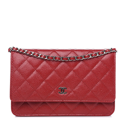 Chanel Caviar Quilted Wallet On Chain WOC Dark Red 1 of 9