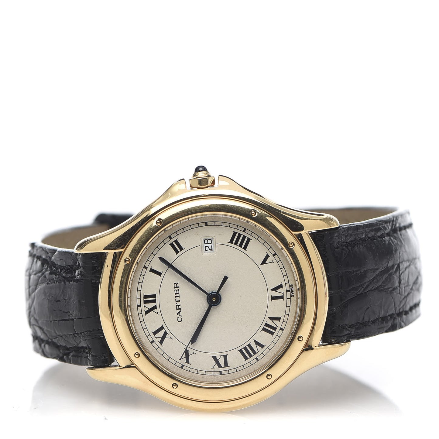 18K Yellow Gold Alligator 33mm Cougar Quartz Watch