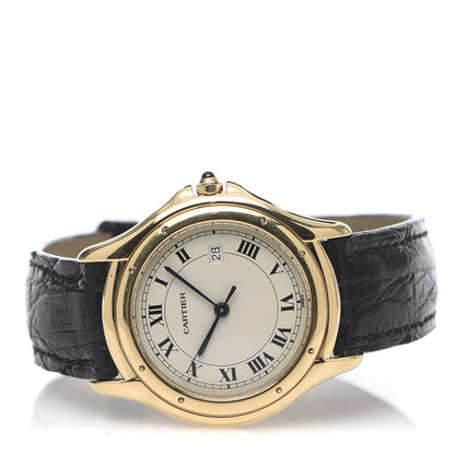 Cartier 18K Yellow Gold Alligator 33mm Cougar Quartz Watch 3 of 7
