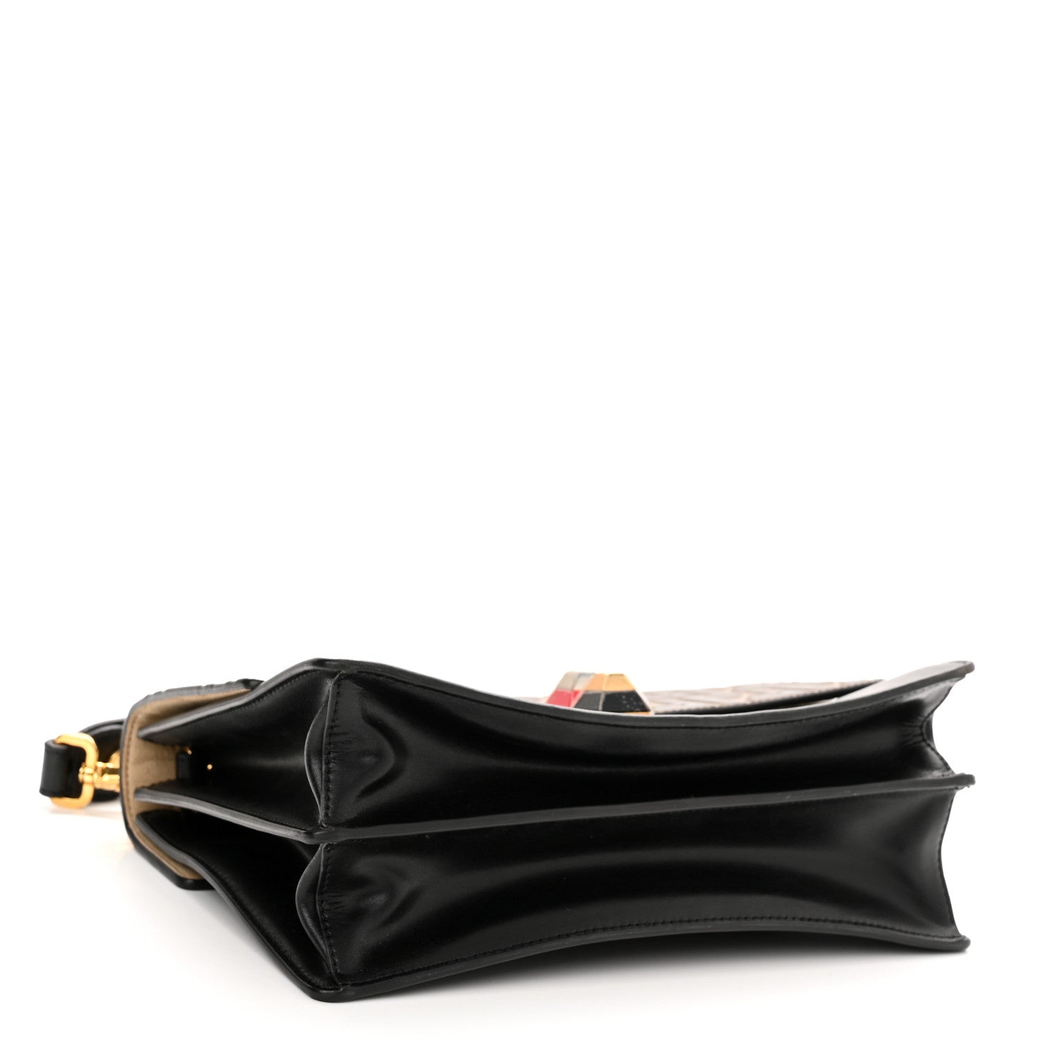 Fendi Vitello Liberty Bi-Color FF 1974 Embossed Kan I Shoulder Bag Black Maya 4 of 13