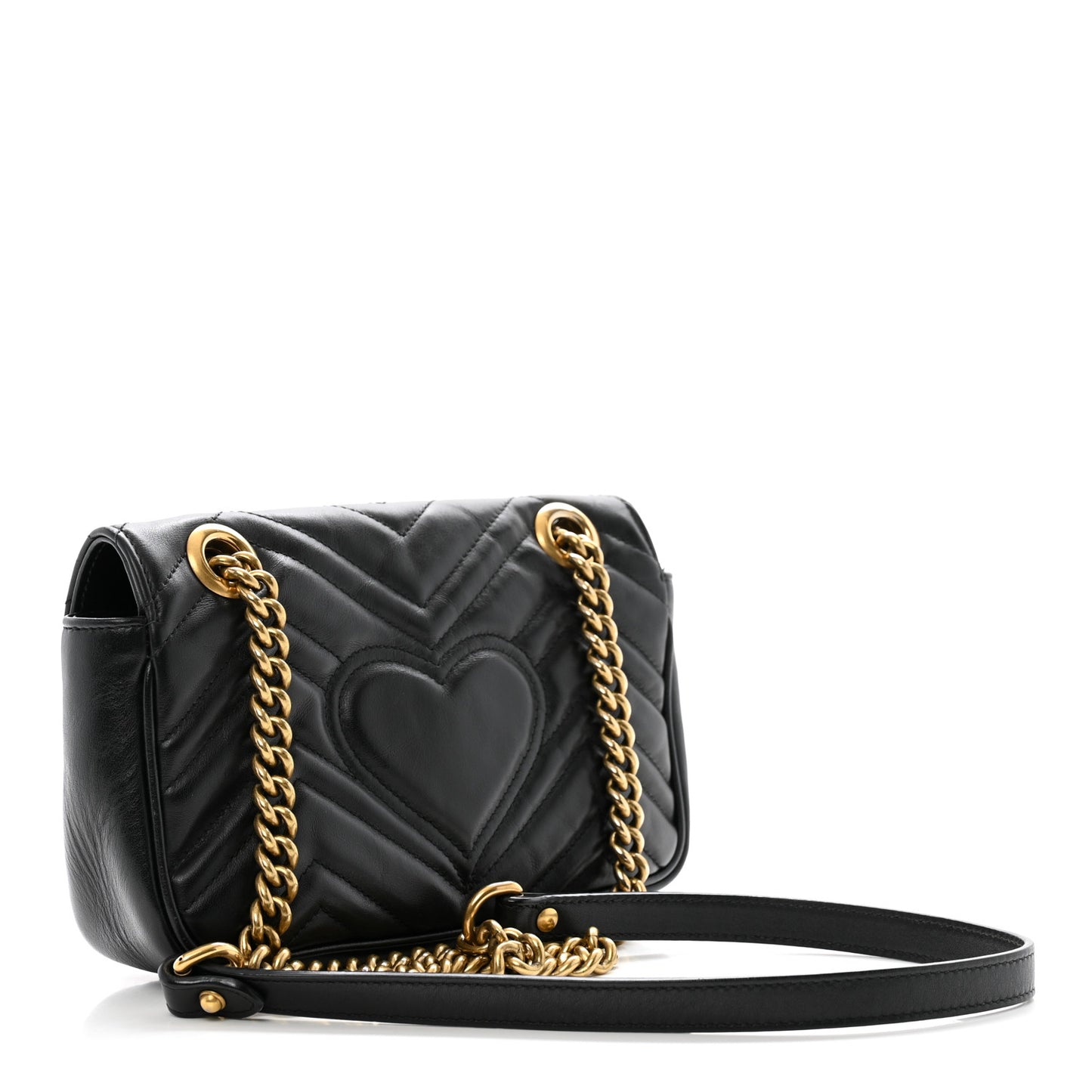 Calfskin Matelasse Mini GG Marmont Shoulder Bag Black