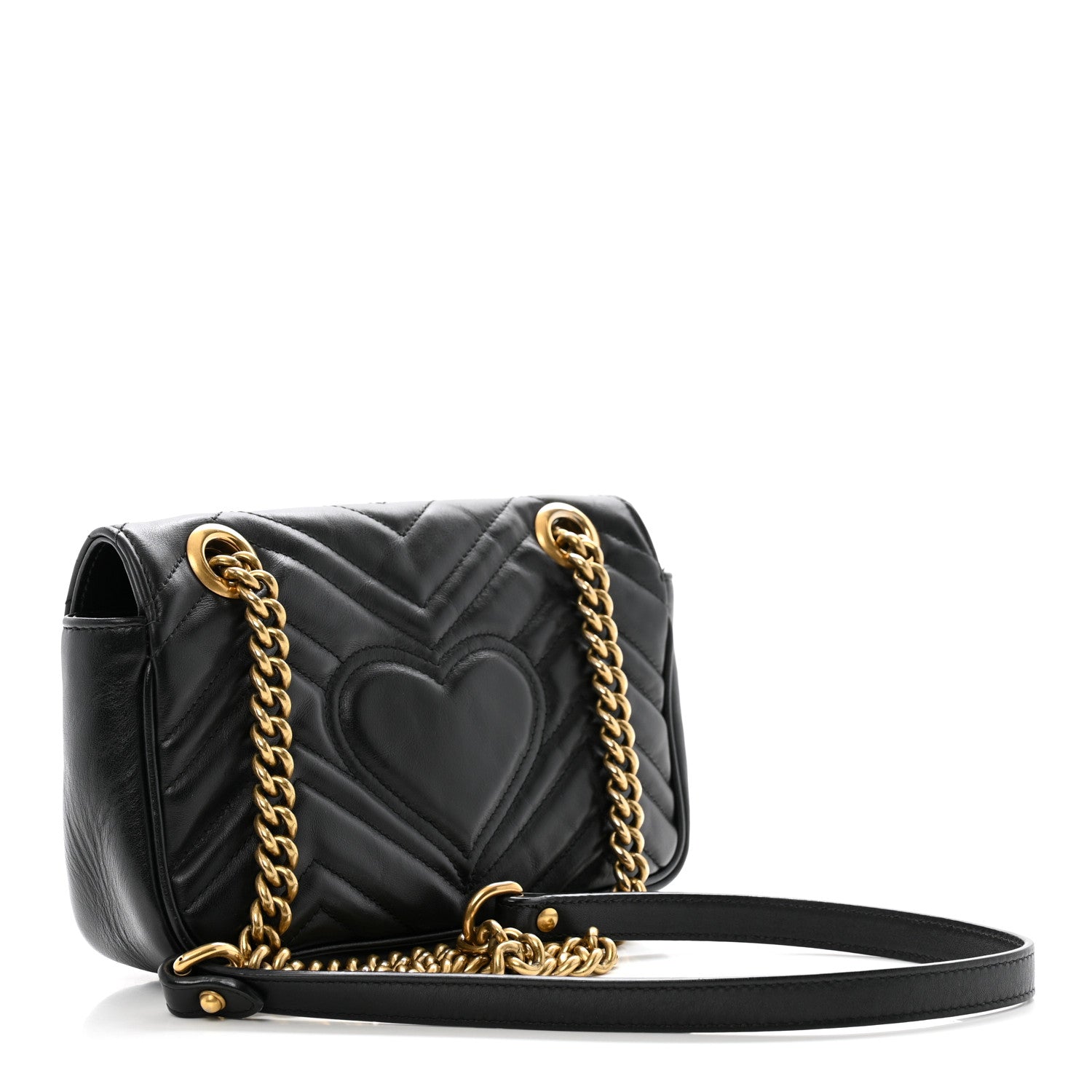 Gucci Calfskin Matelasse Mini GG Marmont Shoulder Bag Black 3 of 10