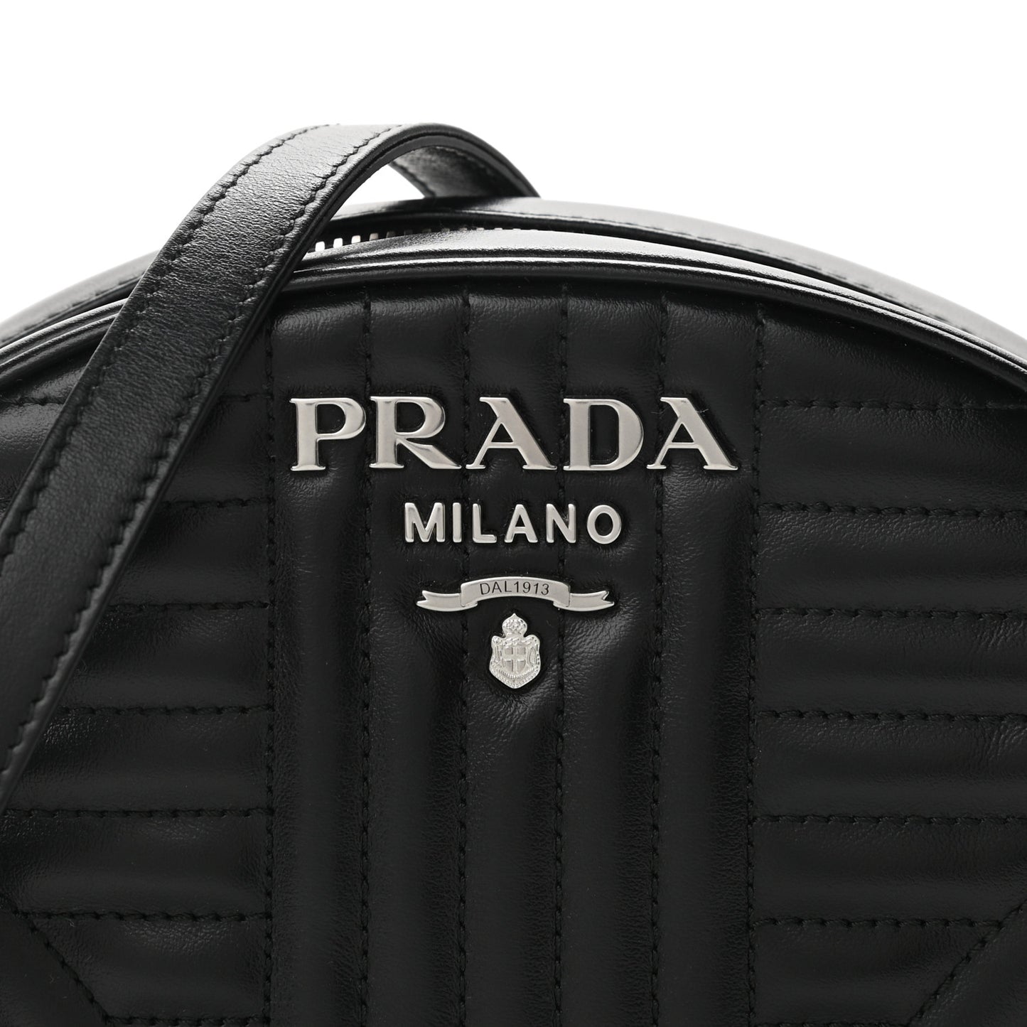 Soft Calfskin Impunture Diagramme Dome Crossbody Bag Black