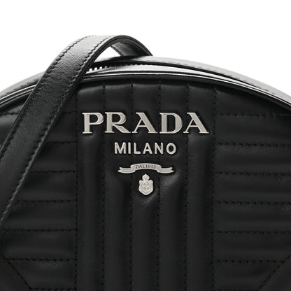 Prada Soft Calfskin Impunture Diagramme Dome Crossbody Bag Black 6 of 8
