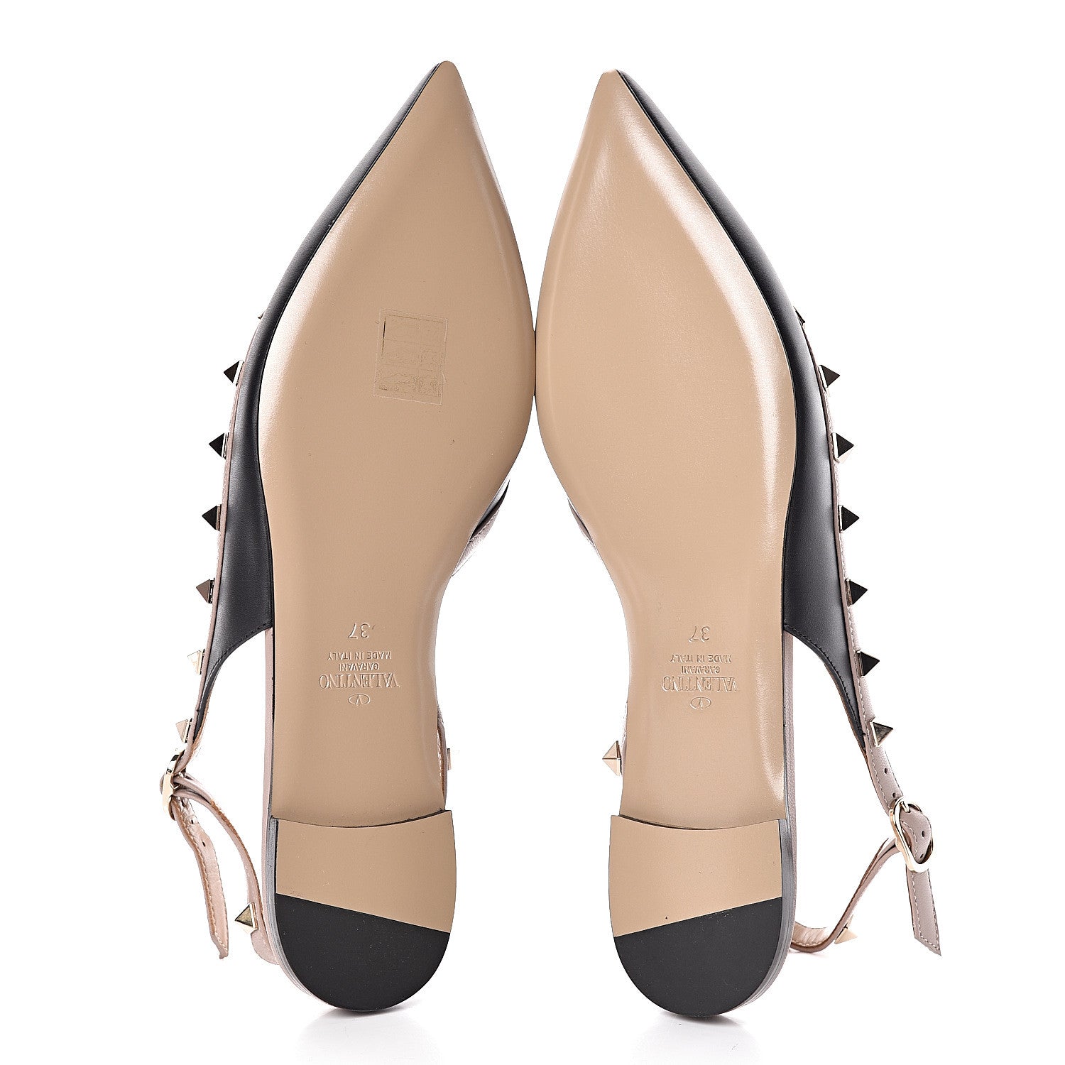 Valentino Garavani Nappa Rockstud Slingback Flats 37 Black Poudre 5 of 8