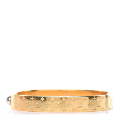 Louis Vuitton Brass Monogram Nanogram Cuff M Gold 1 of 8