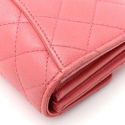 Chanel Caviar Quilted Medium Gusset Flap Wallet Pink 14 of 15