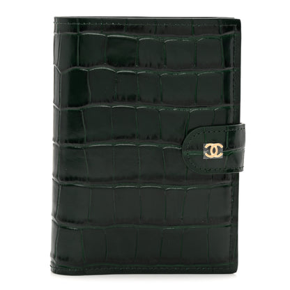 Chanel Calfskin Crocodile Embossed Crococo Passport Holder Emerald 1 of 9