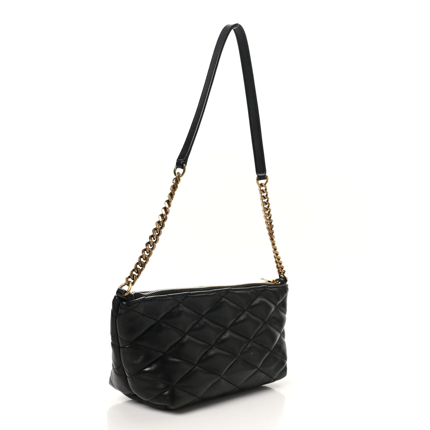 Lambskin Quilted Gaby Zipped Shoulder Bag Black