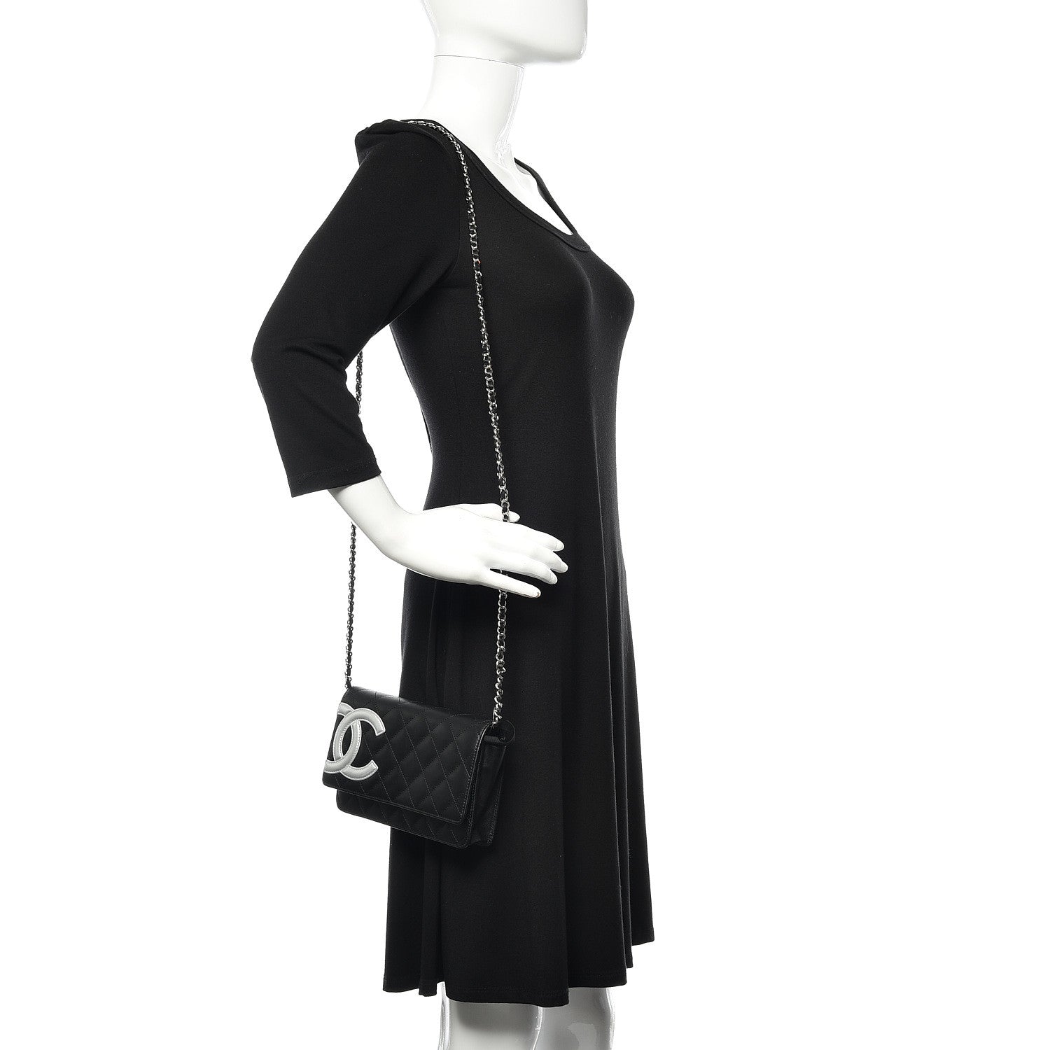 Chanel Calfskin Quilted Cambon Wallet On Chain WOC Black 2 of 13