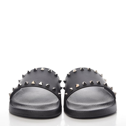 Valentino Garavani Rubber Rockstud Slide Sandals 44 Black 2 of 7