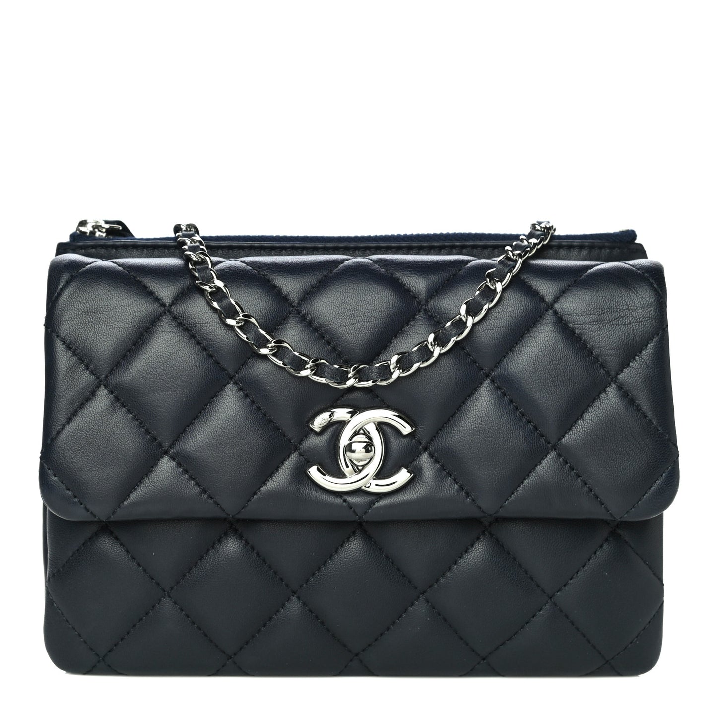 Lambskin Quilted Daily Zippy Crossbody Navy