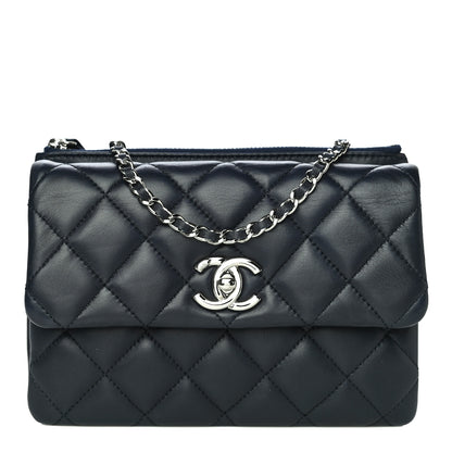 Chanel Lambskin Quilted Daily Zippy Crossbody Navy 1 of 17