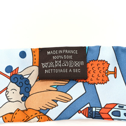 Hermes Silk Les Nouveaux Amoureux de Paris Twilly Ciel Blue Jean Orange 3 of 4