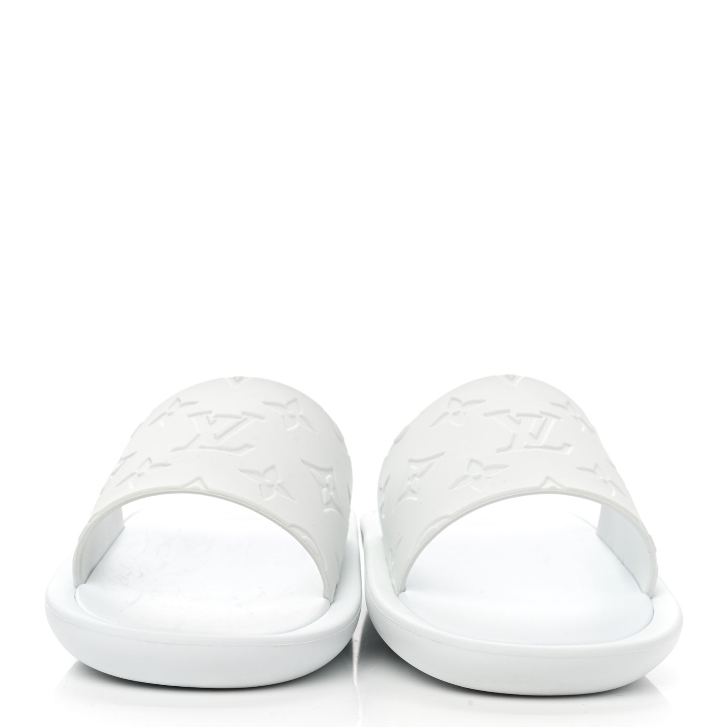 Rubber Monogram Embossed Sunbath Flat Mule 36 White