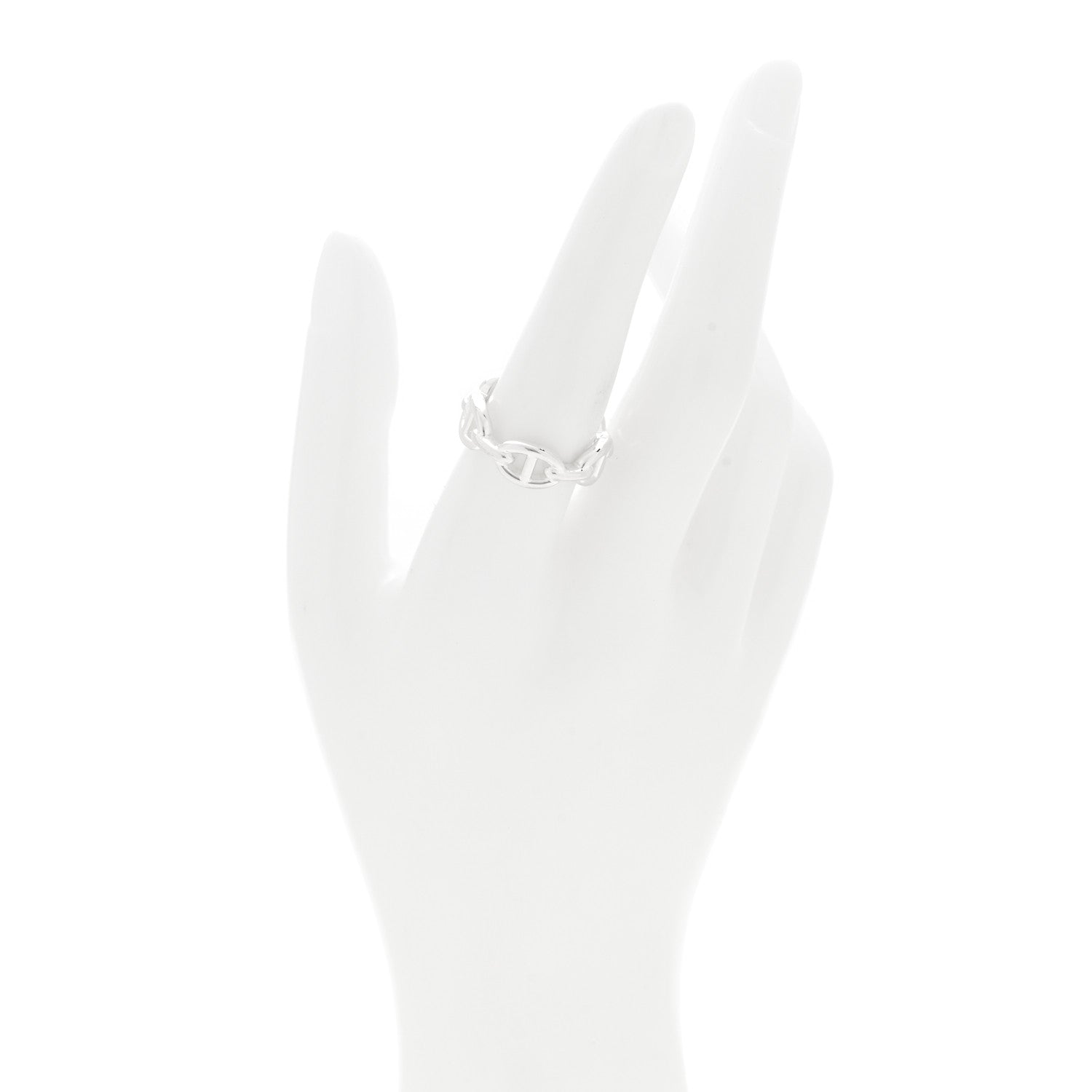 Hermes Sterling Silver PM Chaine d'Ancre Enchainee Band Ring 56 7.75 2 of 5