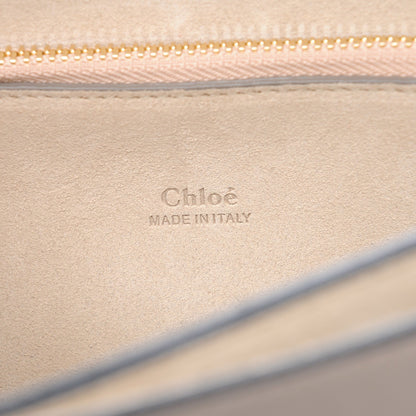 Chloe Calfskin Suede Studded Medium Faye Shoulder Bag Motty Grey 6 of 7