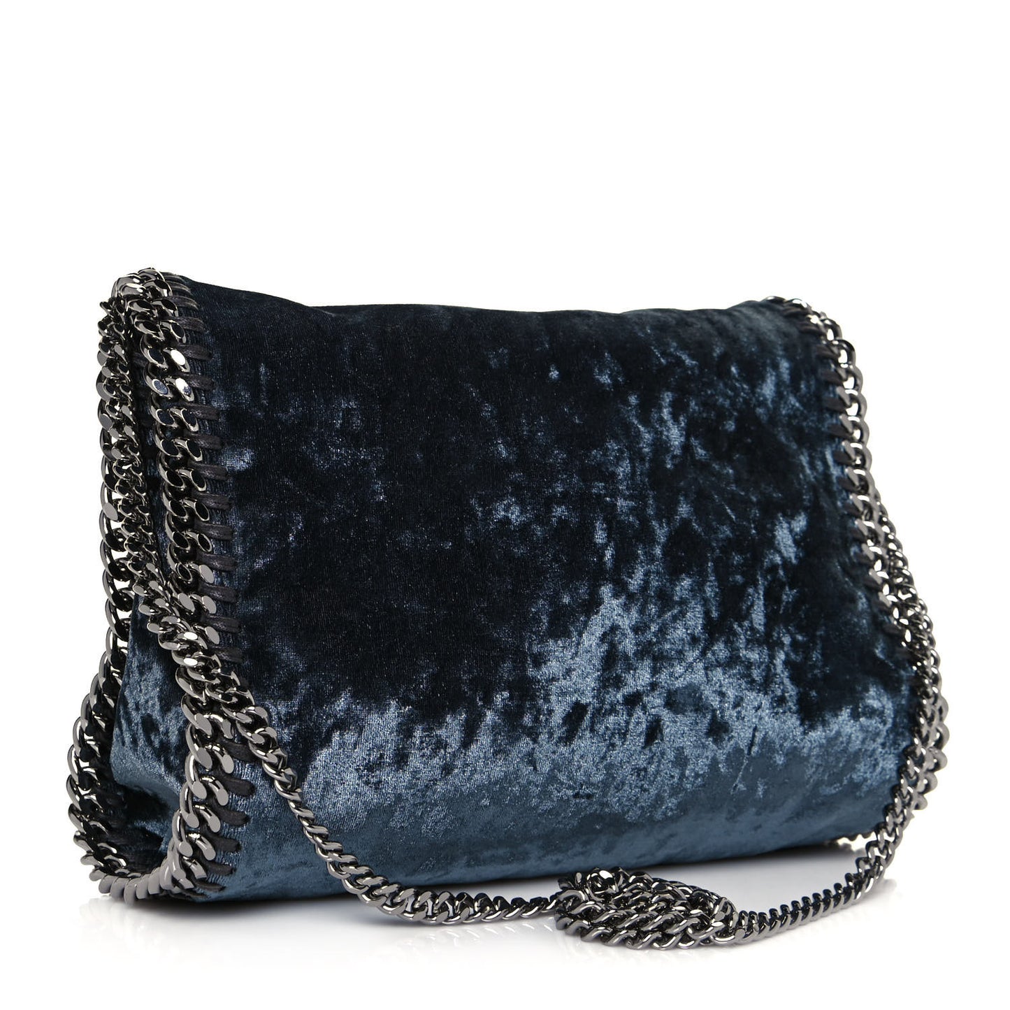 Crushed Velvet Mini Falabella Fold Over Tote Blue