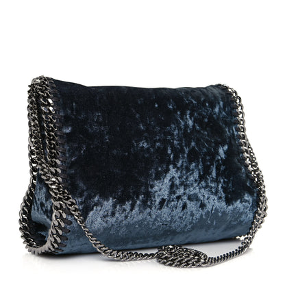 Stella McCartney Crushed Velvet Mini Falabella Fold Over Tote Blue 3 of 16