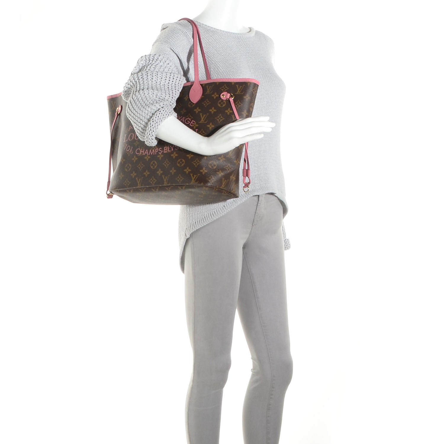 Louis Vuitton Monogram Articles de Voyage Ikat Neverfull MM Rose Velours 2 of 8