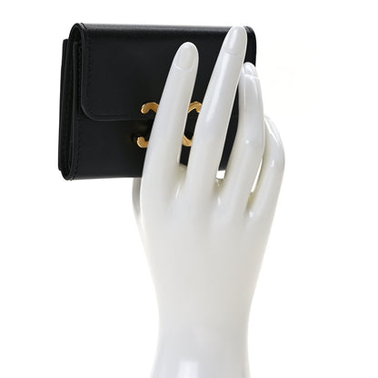 Celine Calfskin Compact Triomphe Wallet With Coin Purse Black 2 of 6