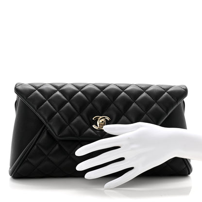 Chanel Lambskin Quilted Fold Up Again Clutch Black 2 of 10