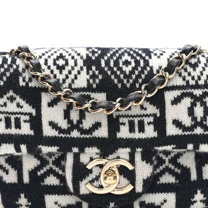 Chanel Cashmere Knit Coco Neige Flap Black White 8 of 10