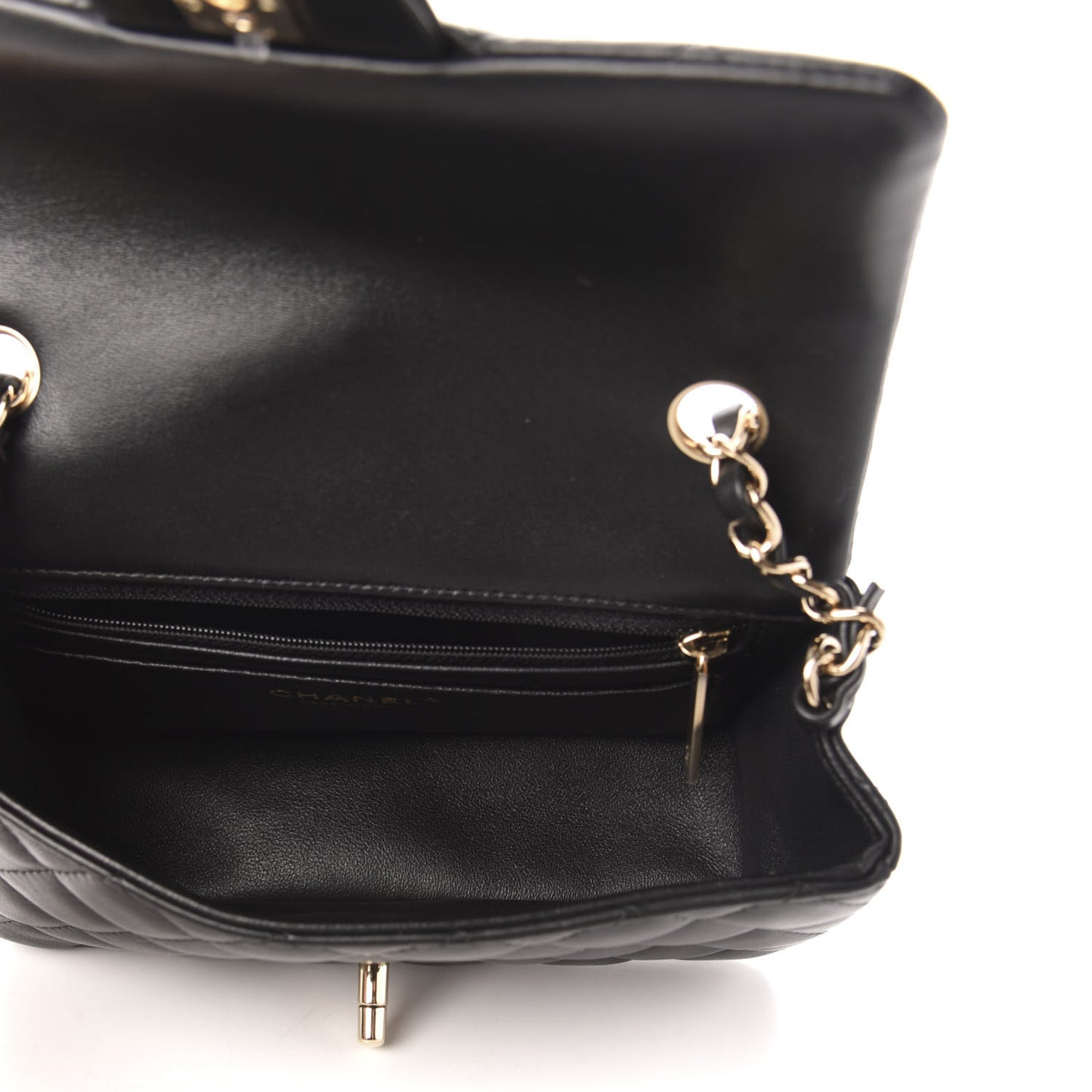 Lambskin Quilted Mini Rectangular Flap Black