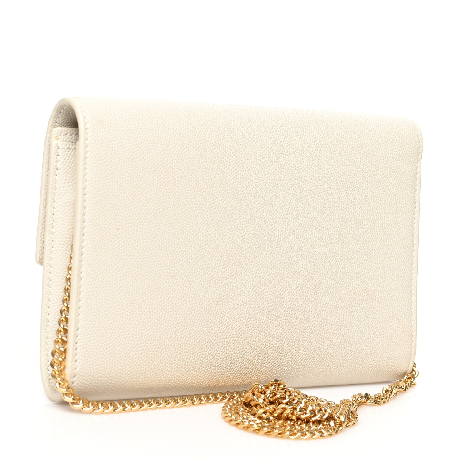 Saint Laurent Grain De Poudre Monogram Uptown Chain Wallet Crema Soft 4 of 14