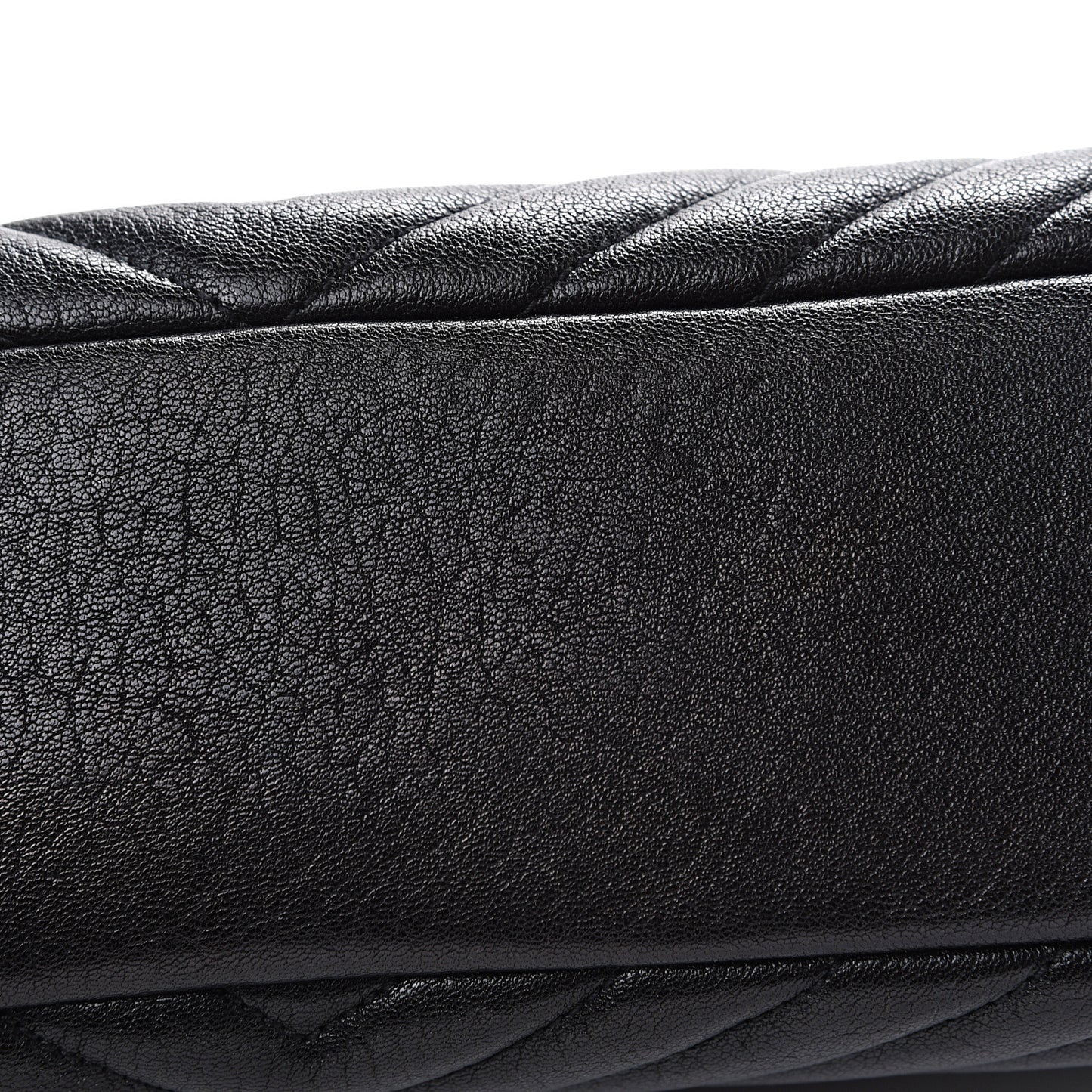 Sheepskin Matelasse Chevron Monogram Monochrome Large College Satchel Black