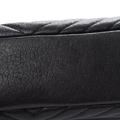 Saint Laurent Sheepskin Matelasse Chevron Monogram Monochrome Large College Satchel Black 8 of 11
