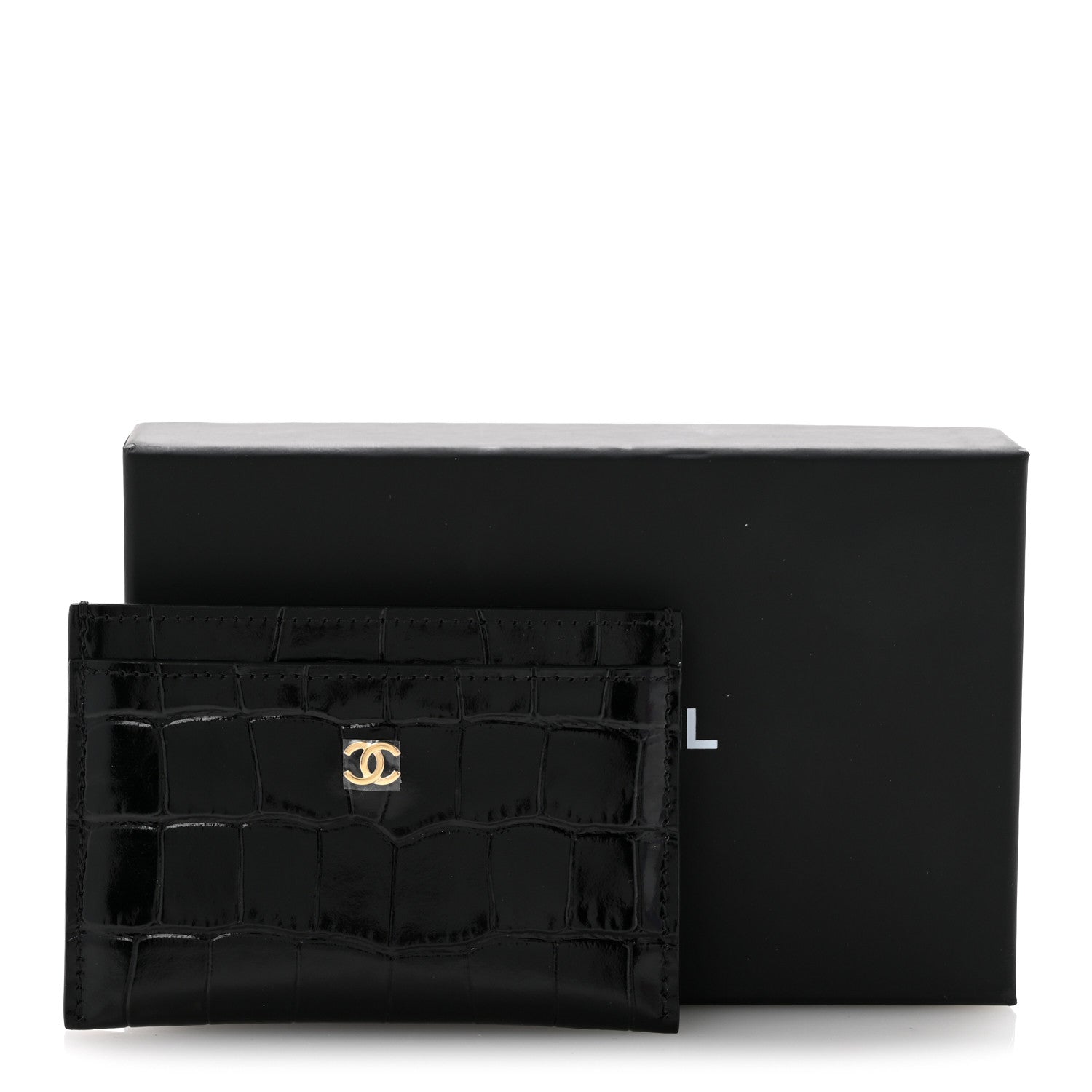 Chanel Calfskin Crocodile Embossed Crococo Card Holder Black 8 of 8