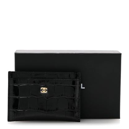 Chanel Calfskin Crocodile Embossed Crococo Card Holder Black 8 of 8