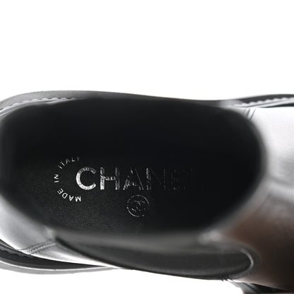 Chanel Calfskin Patent Cap Toe Ankle Boots 36 Black 7 of 8