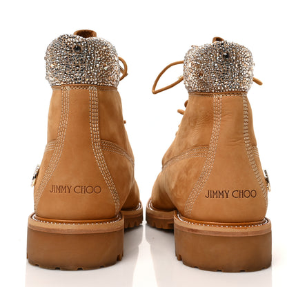 Jimmy Choo X TIMBERLAND Nubuck Swarovski Crystal Mens Ankle Boots 12 Wheat 5 of 8