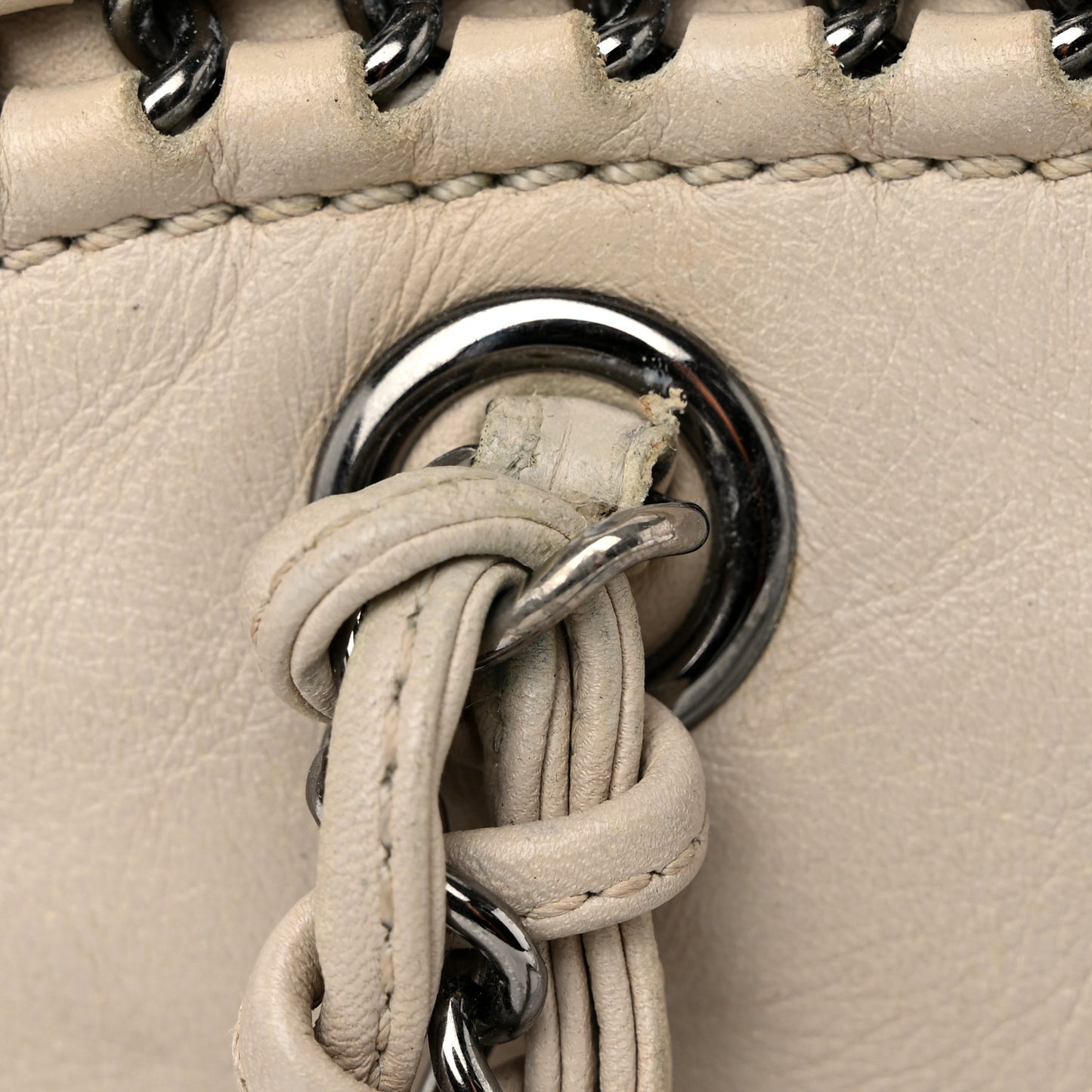 Goatskin Medium Luxe Ligne Bowler Beige