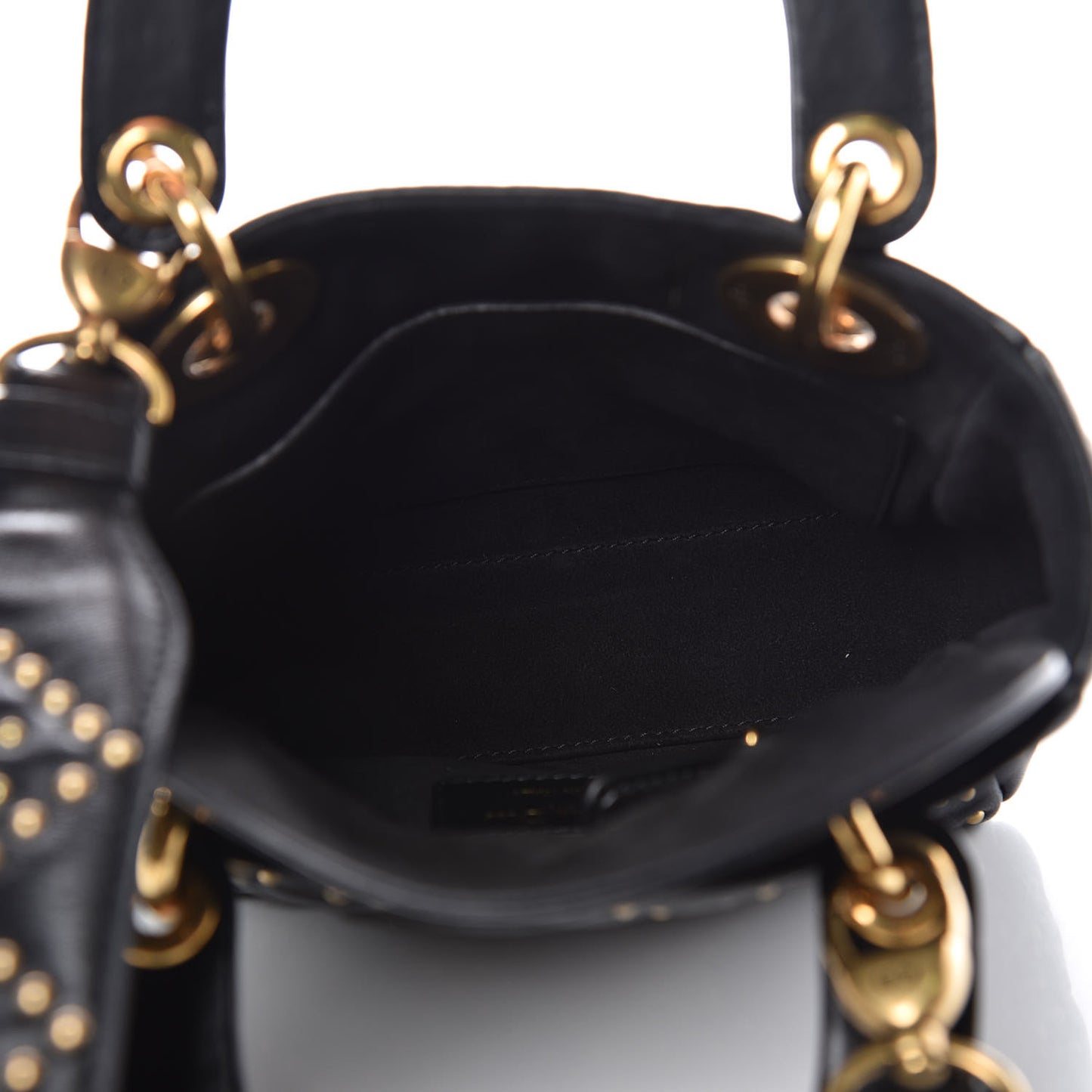 Lambskin Studded Mini Supple Lady Dior Black