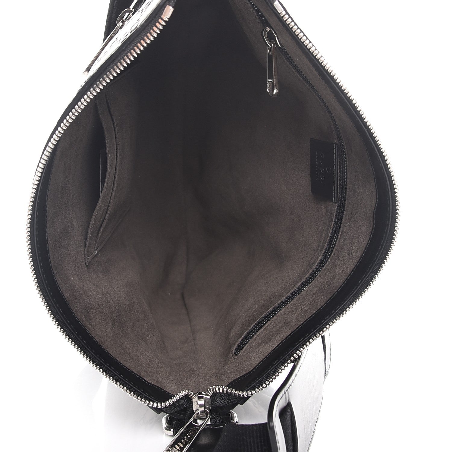 Gucci Guccissima Signature Medium Flat Messenger Bag Black 5 of 7