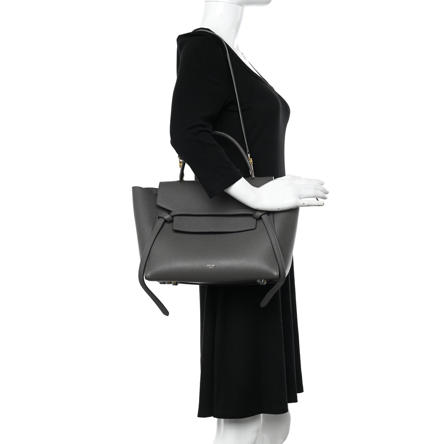 Celine Grained Calfskin Mini Belt Bag Grey 2 of 10