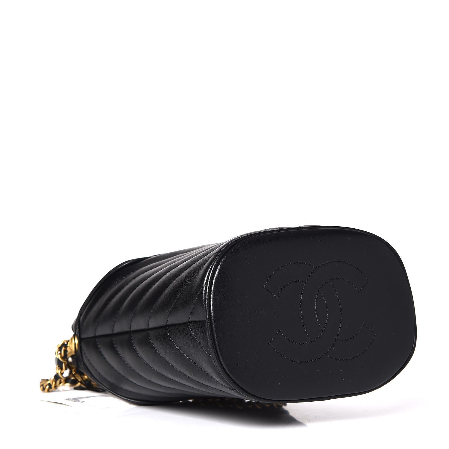 Chanel Lambskin Chevron Quilted Handle With Chic Bucket Bag Black 4 of 8
