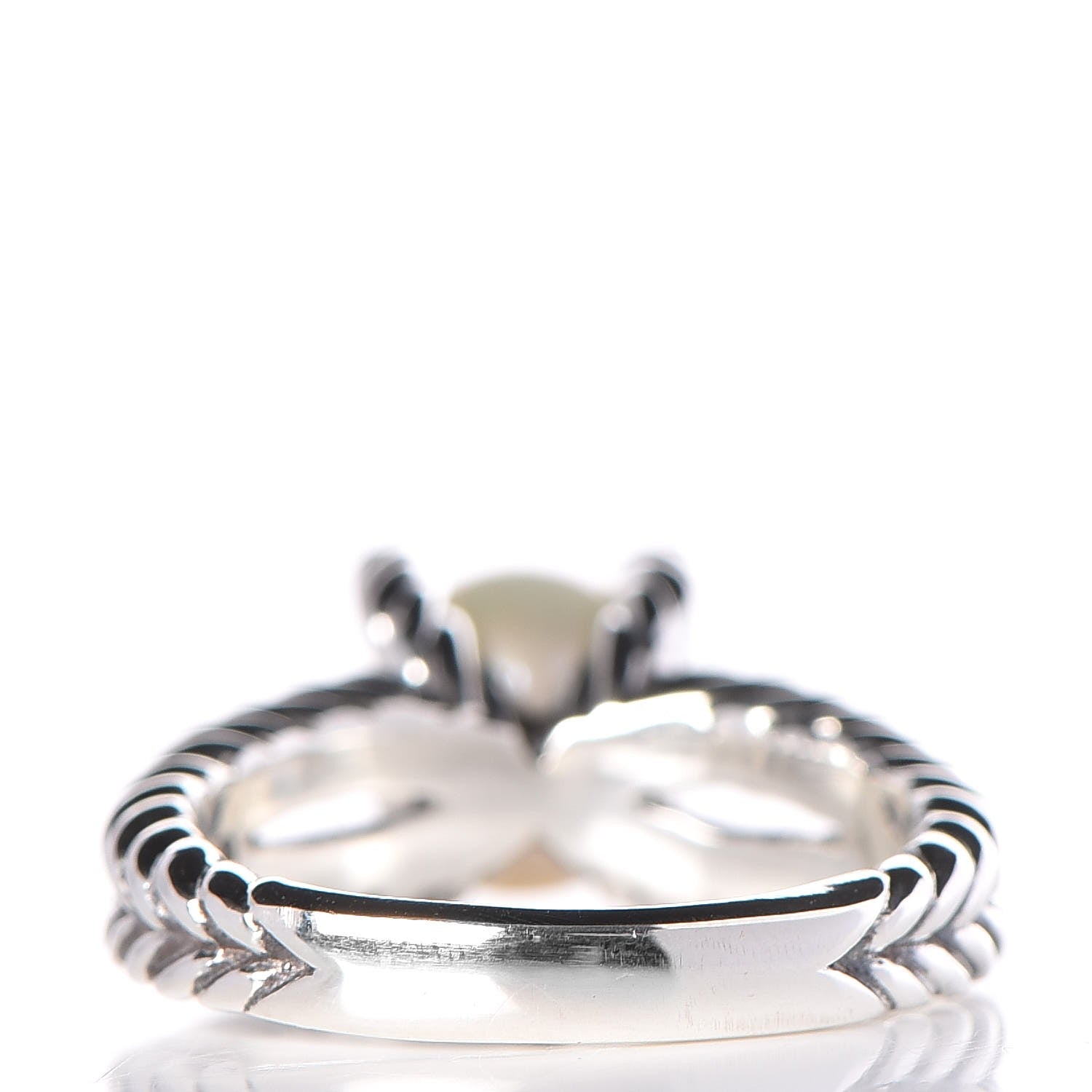 David Yurman Sterling Silver Diamond 10mm Pearl Cable Ring 57.6 8.25 4 of 5