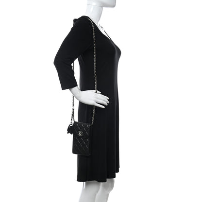 Chanel Caviar Quilted Crystal CC Airpods Pro and Phone Case With Chain Black 2 of 12