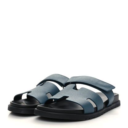 Hermes Epsom Mens Chypre Sandals 43 Bleu Canard 3 of 9