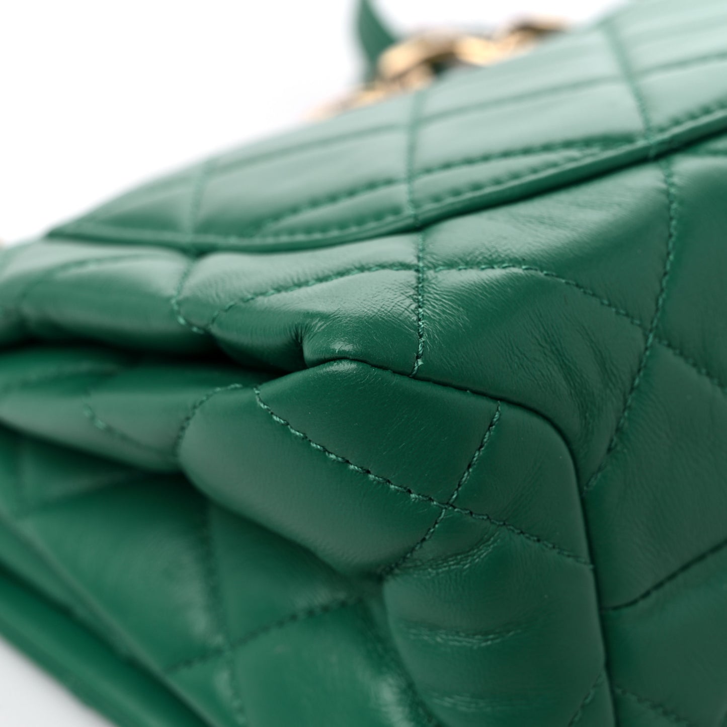 Lambskin Quilted Medium Color Match Flap Green