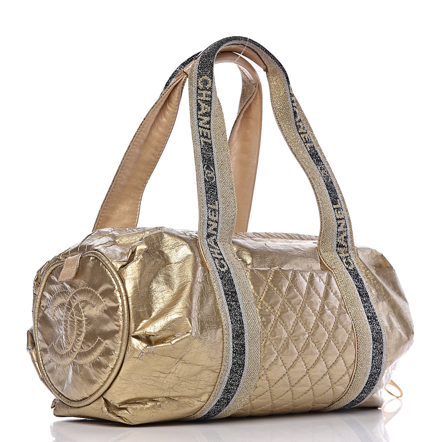 Metallic Coated Canvas Sport Duffle Gold