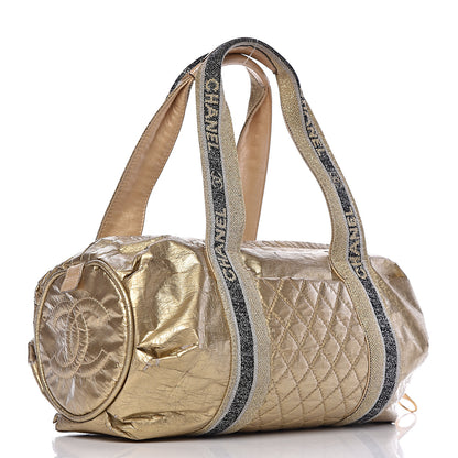 Chanel Metallic Coated Canvas Sport Duffle Gold 3 of 23