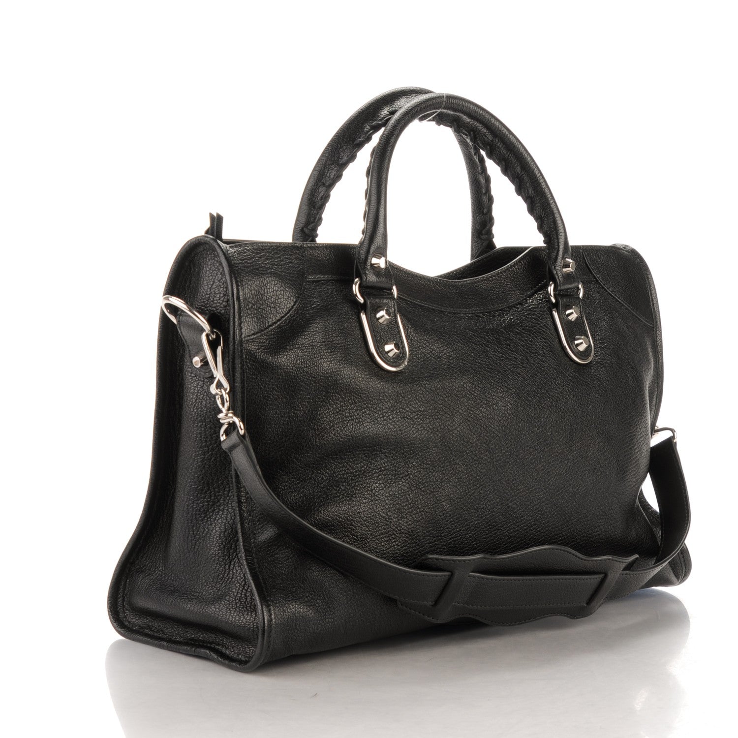 Balenciaga Chevre Silver Metallic Edge City Black 3 of 7